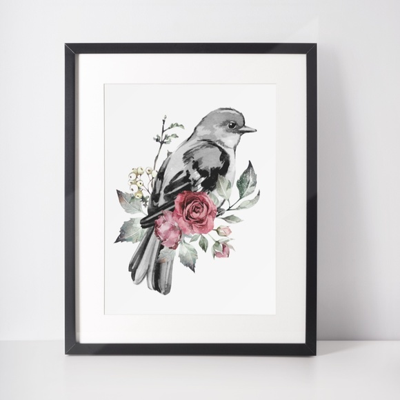Watercolor Illustration Cute Bird Wall Art Print Poster UNFRAMED - Picture 2 of 10